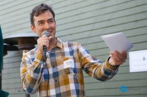 Steve speaking at Sustainable Lafayette's Sustainable Sunday fundraiser in 2014.